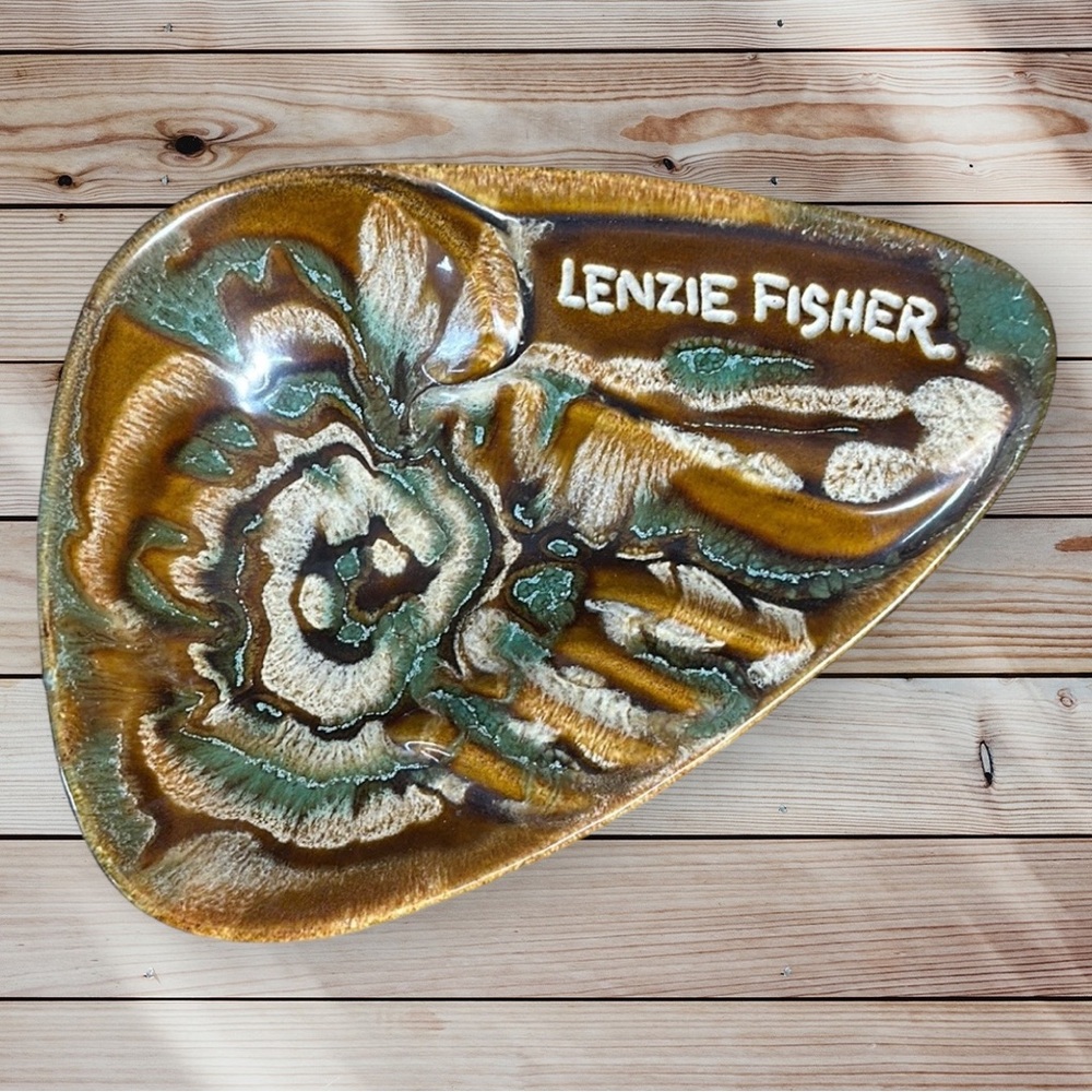 Vintage DRYDEN Pottery Glaze Trinket Dish Ash Tray Hot Springs Arkansas MCM 8.5"